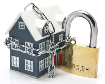 Security Company in Airdrie and Scotland 3D house with security padlock and chain draped over it