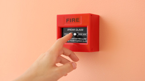 Security Company in Airdrie and Scotland fire alarm break glass red box on wall